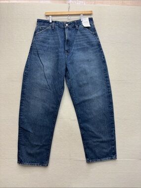 Madewell Women’s “Broken Zipper”Relaxed Dark Blue Denim Jeans